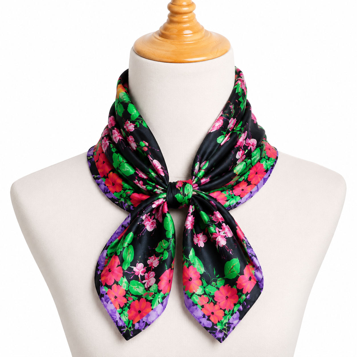 Exotic Floral Pattern Silk Foulard